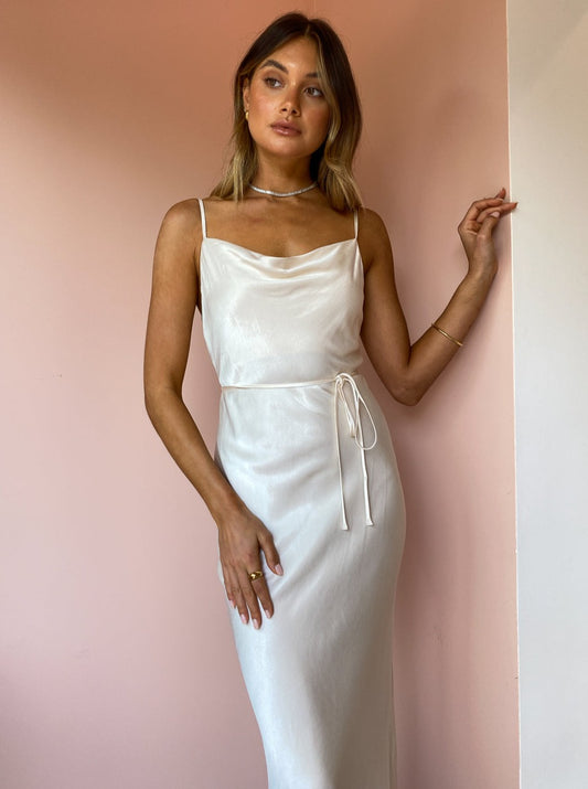 Shona Joy La Lune Bias Cowl Midi Dress in Cream Coco & Lola Shona Joy La Lune Bias Cowl Midi Dress in Cream Coco & Lola