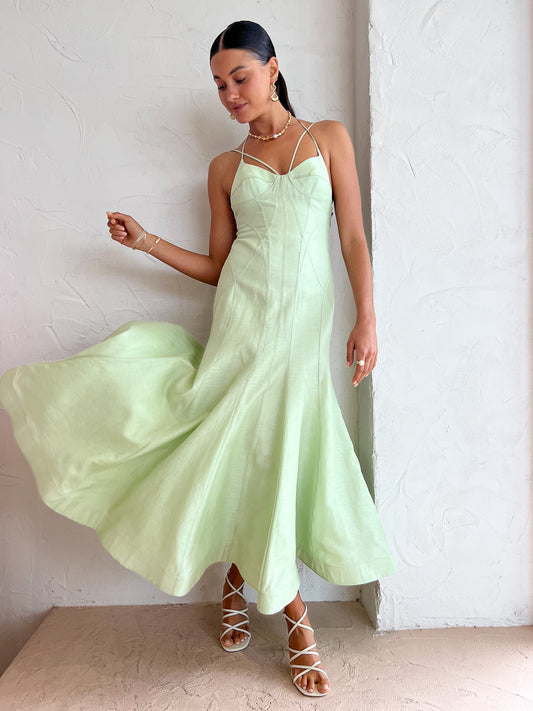 Leo Lin Gina Slip Midi Dress in Mint