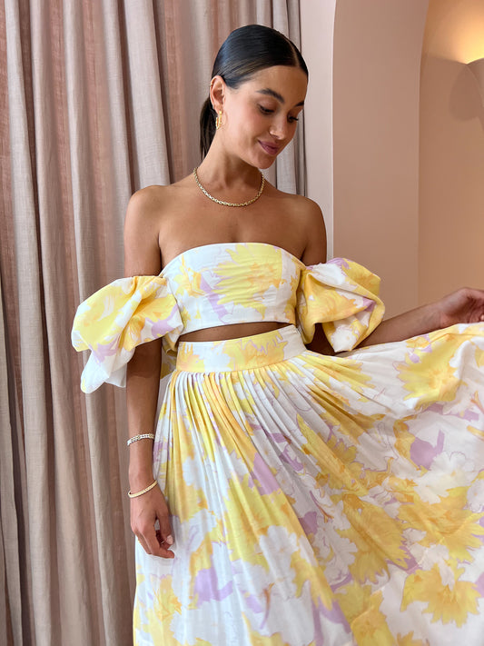 Leo Lin Simone Puff Top in Jasmine Sun