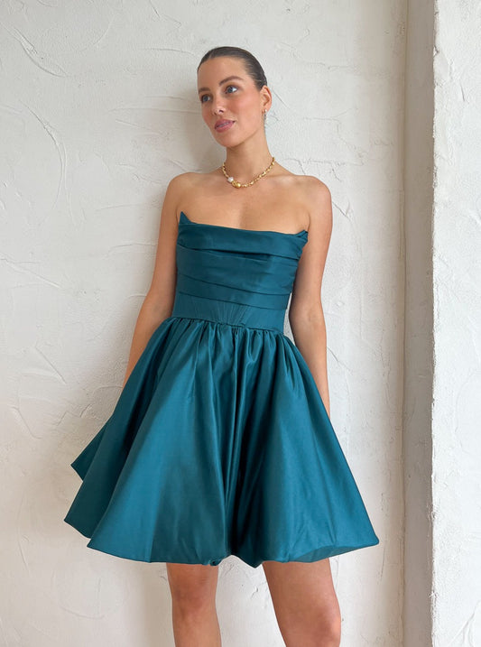 Leo Lin Katy Bustier Mini Dress in Teal