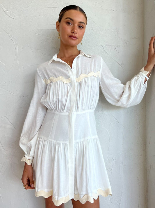 Mon Renn Coast Shirt Dress in Ivory Creme