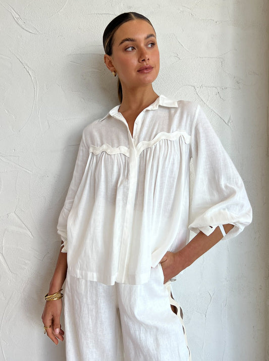 Mon Renn Coast Shirt in Ivory