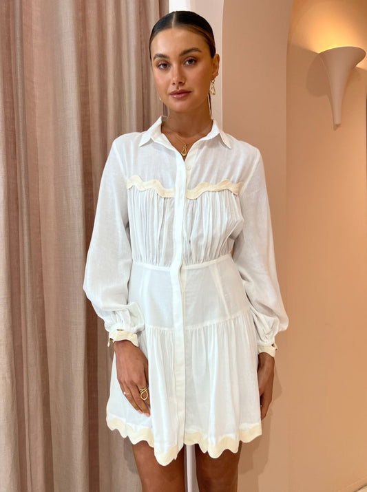 Mon Renn Coast Shirt Dress in Ivory Creme