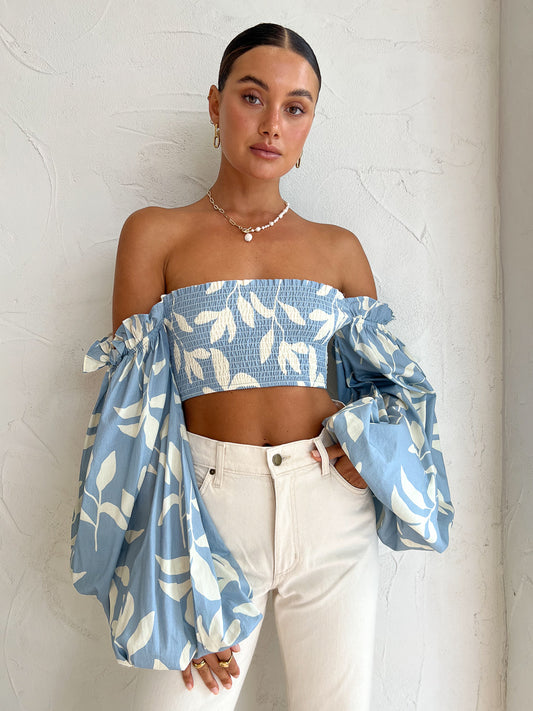 Palm Noosa Go Fish Crop in Eves Leaves Blue