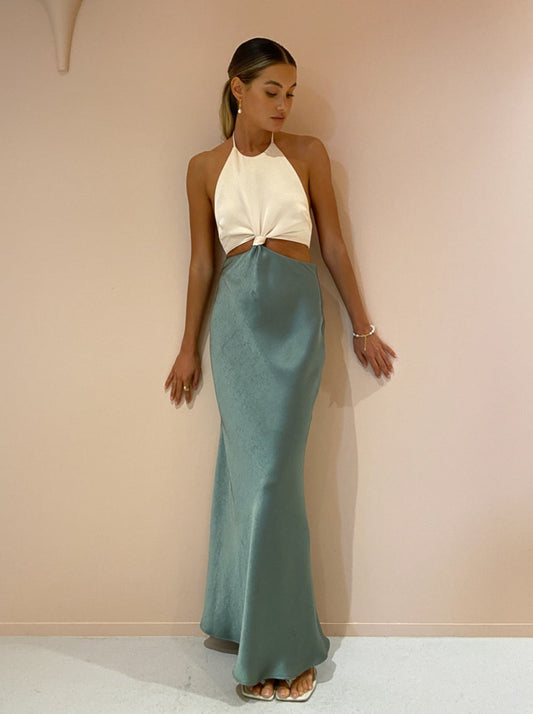 Bec and Bridge Carrie Halter Maxi Dress in Multi Green Coco & Lola Bec and Bridge Carrie Halter Maxi Dress in Multi Green Coco & Lola