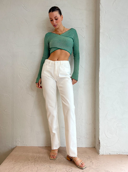 Roame Atlas Wrap Top in Jade Rib