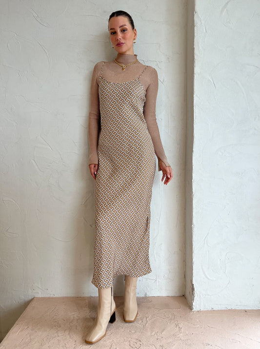 Roame Wessex Slip Dress in Monogram Print