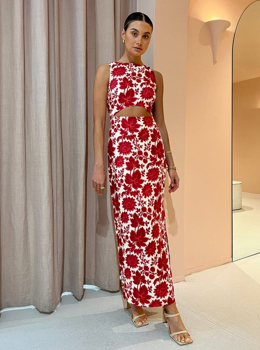 Sir Cinta Cut Out Midi Dress in Valentina Floral Print
