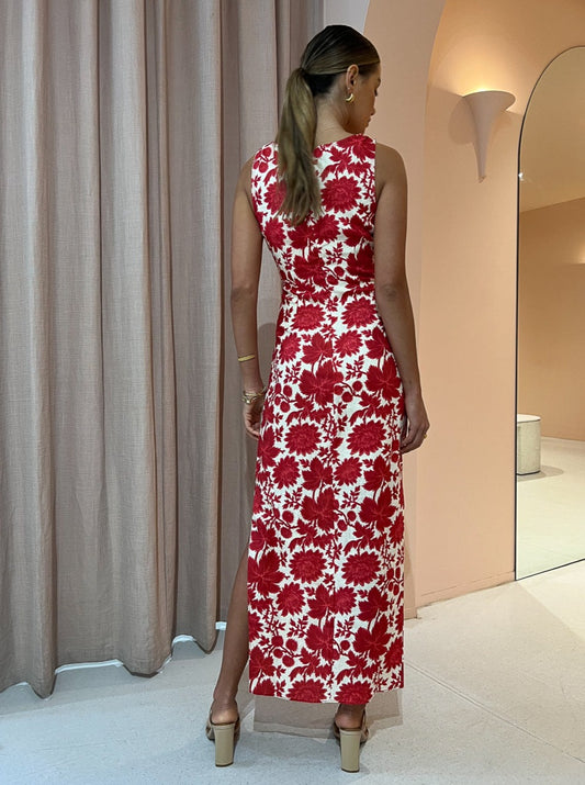 Sir Cinta Cut Out Midi Dress in Valentina Floral Print Coco & Lola Sir Cinta Cut Out Midi Dress in Valentina Floral Print Coco & Lola