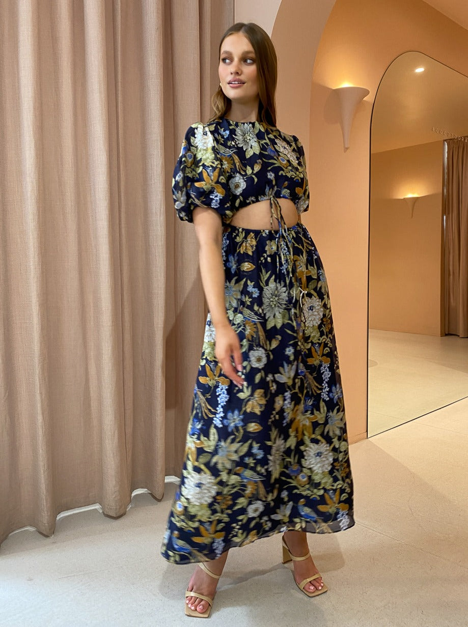 Sir Lilian Puff Sleeve Midi Dress in Delia Print – Coco & Lola