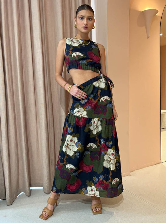 Sir Francesca Asymmetrical Cut Out Dress in Garcia Floral Print