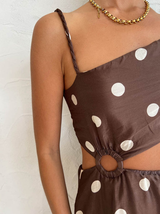 Sir Vivi Asymmetrical Cut Out Dress in Marlon Polka Dot Coco & Lola Sir Vivi Asymmetrical Cut Out Dress in Marlon Polka Dot Coco & Lola