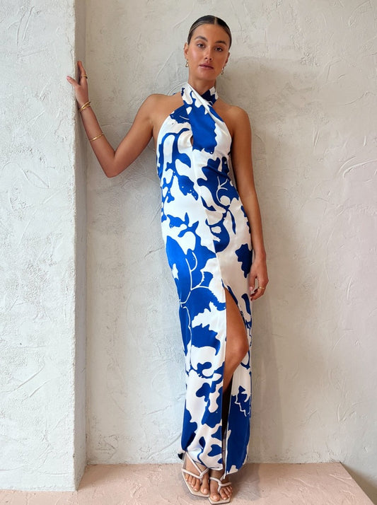 Sir Esme Halter Dress in Merce Abstract Print