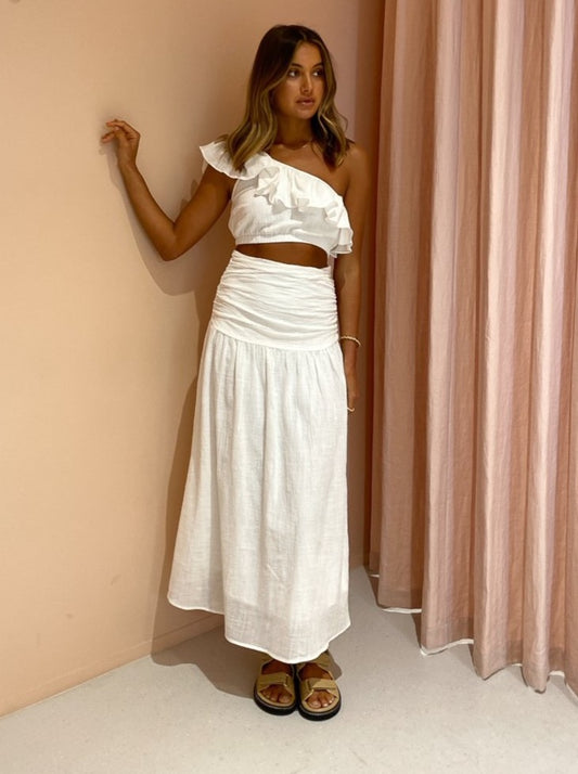 Suboo Alva Gathered Maxi Skirt in Ivory