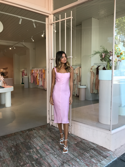 By Nicola Allure Midi Dress in Pink Sorbet