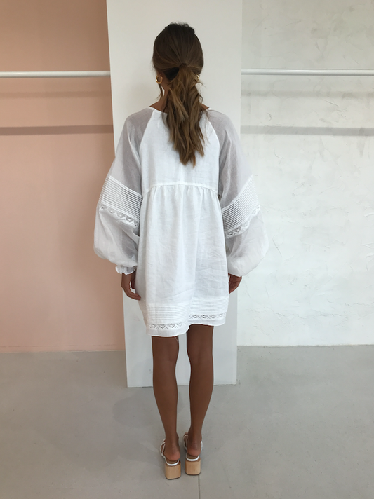 Joslin Lillian Linen Ramie Smock Dress in Ivory Coco & Lola Joslin Lillian Linen Ramie Smock Dress in Ivory Coco & Lola