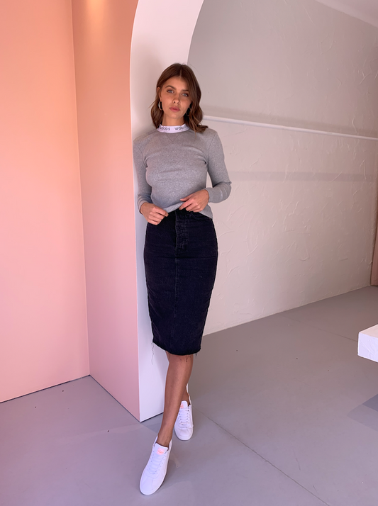 Viktoria & Woods Rib Longsleeve T in Grey Marle