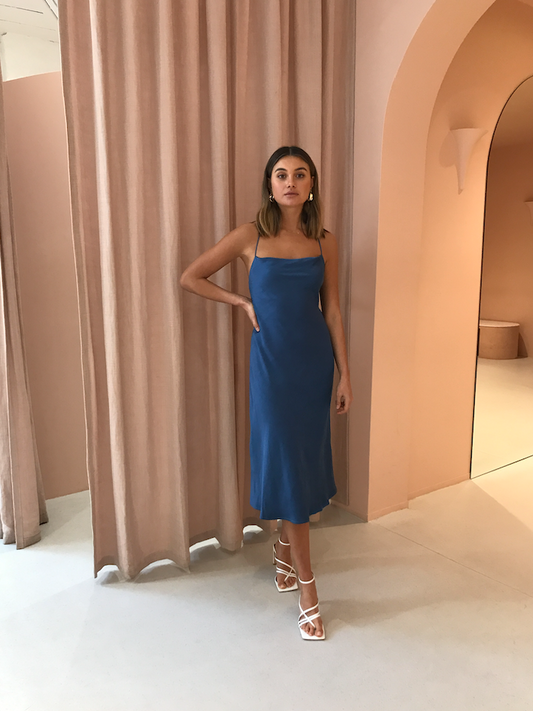 Third Form Bloom Bias Slip Dress in Cerulean