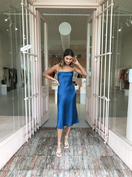 Third Form Bloom Bias Slip Dress in Cerulean