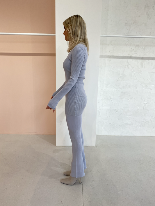 Third Form Long Lines Rib Knit LS Top in Moonstone