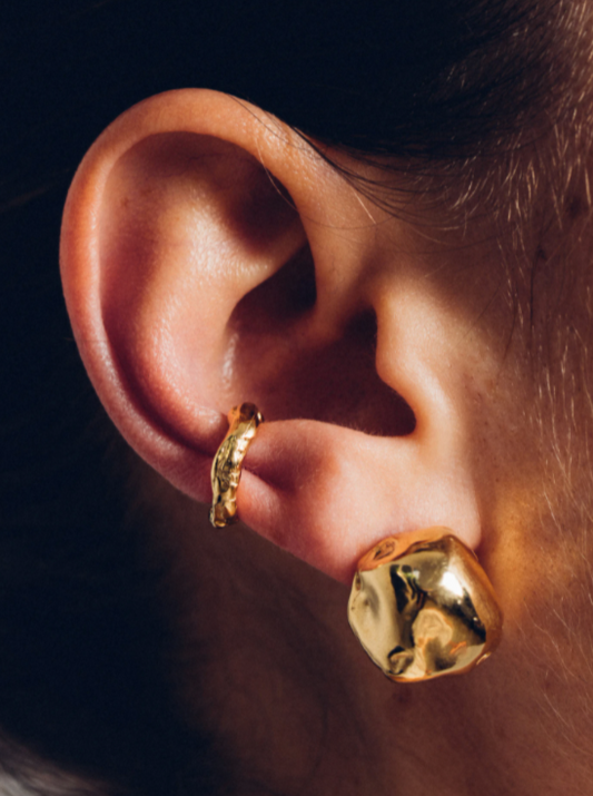 Released from Love Oversized Cast Pearl Studs in Gold
