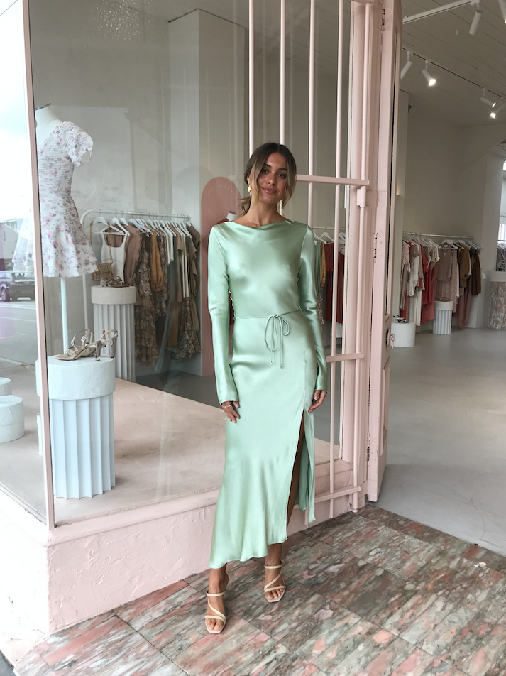 Bec and Bridge Crest L/S Midi Dress in Peppermint Coco & Lola Bec and Bridge Crest L/S Midi Dress in Peppermint Coco & Lola