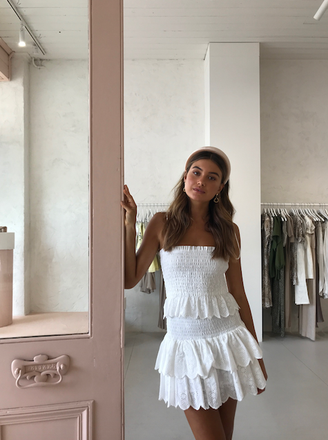 Issy Allegra Skirt in White Eyelet