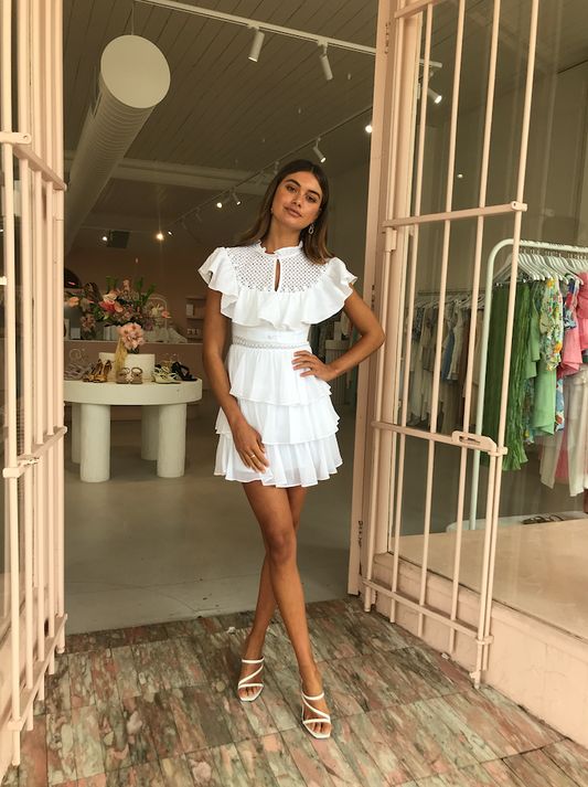 Joslin Asya Cotton Dress in Optical White