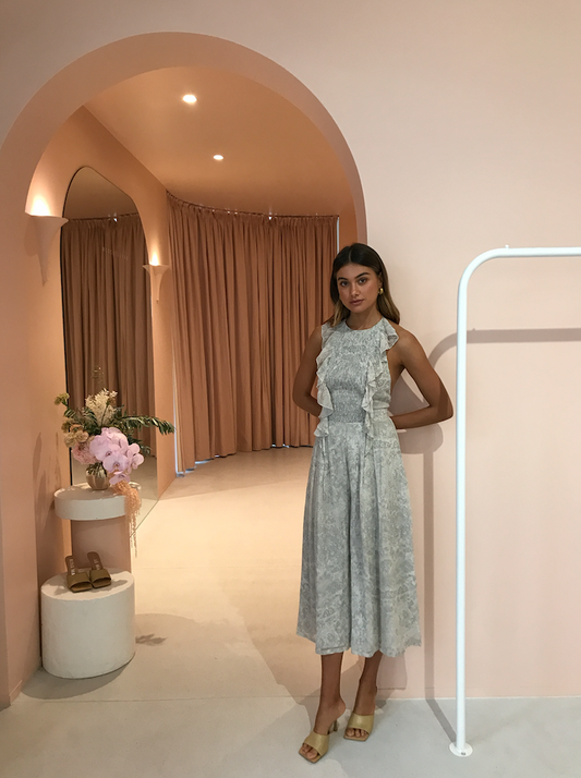 Issy Viper Jumpsuit in Beige Snake