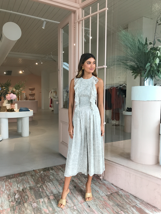 Issy Viper Jumpsuit in Beige Snake