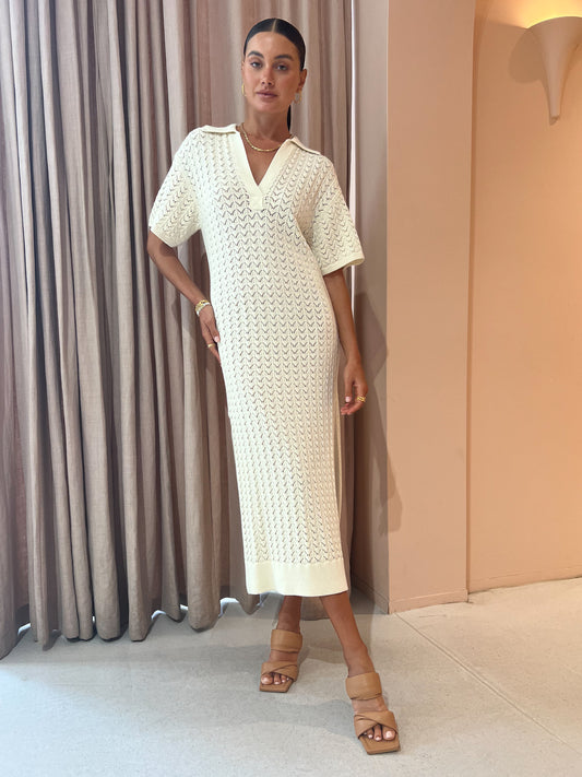 Shona Joy Mikala Polo Midi Dress in Coconut Coco & Lola Shona Joy Mikala Polo Midi Dress in Coconut Coco & Lola