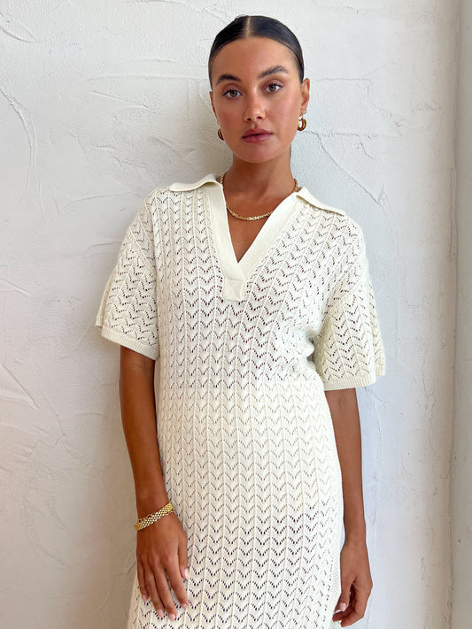 Shona Joy Mikala Polo Midi Dress in Coconut Coco & Lola Shona Joy Mikala Polo Midi Dress in Coconut Coco & Lola
