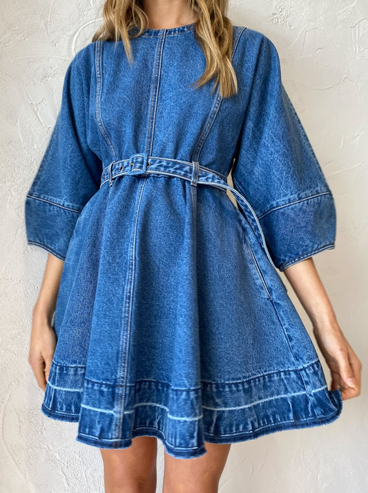 Shona Joy Anita Lantern Sleeve Mini Dress in Indigo Coco & Lola Shona Joy Anita Lantern Sleeve Mini Dress in Indigo Coco & Lola