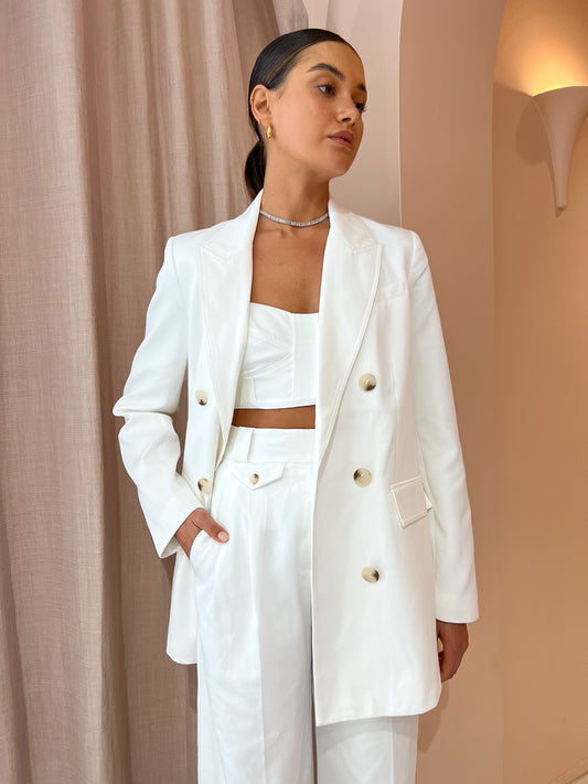 Shona Joy Sara Lapel Blazer in Coconut