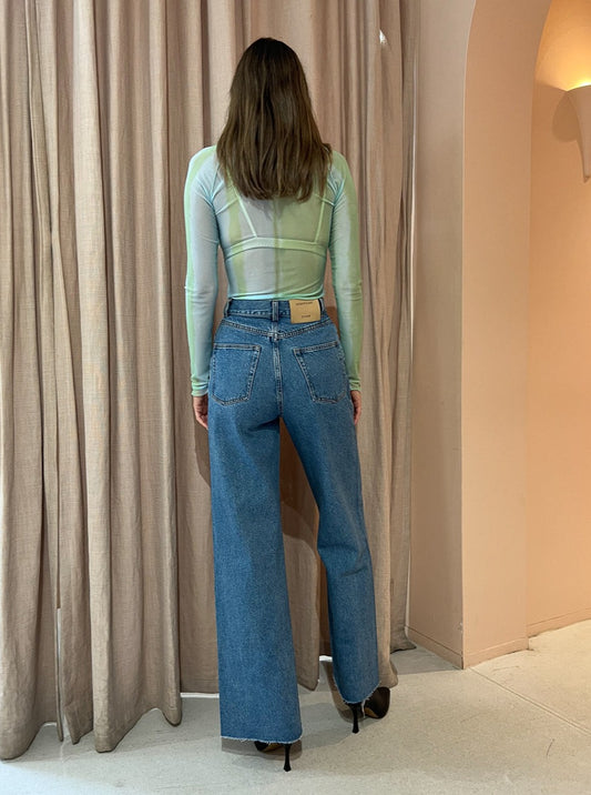 Significant Other Jean Top in Green Mirage