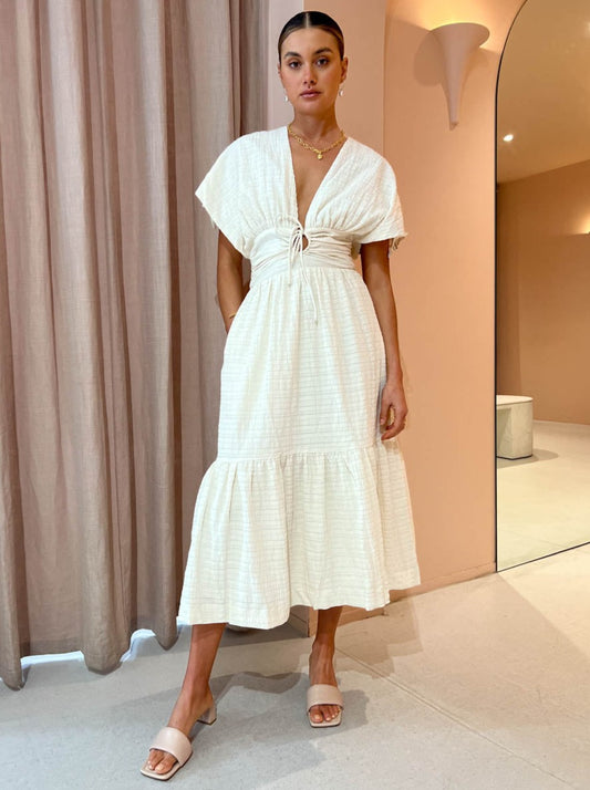 Sovere Lucid Midi Dress in Porcelain