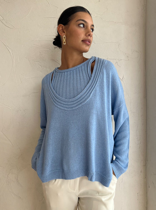 Sovere Caught Combo Knit in Azure