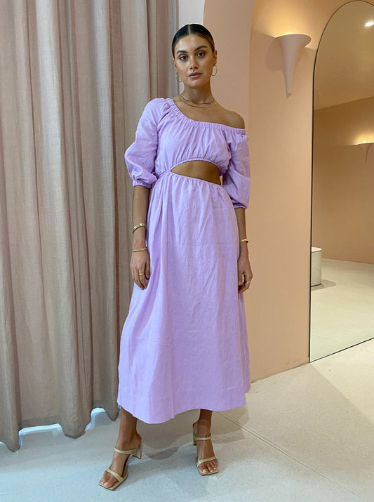 Sovere Entice Reversible Midi Dress in Frosted Lilac