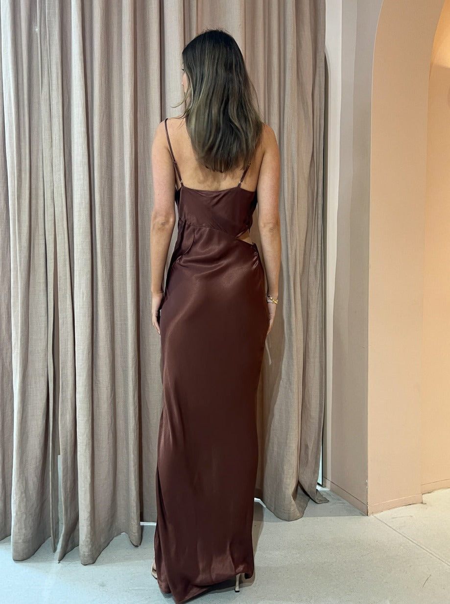 Chocolate cowl cheap maxi dress