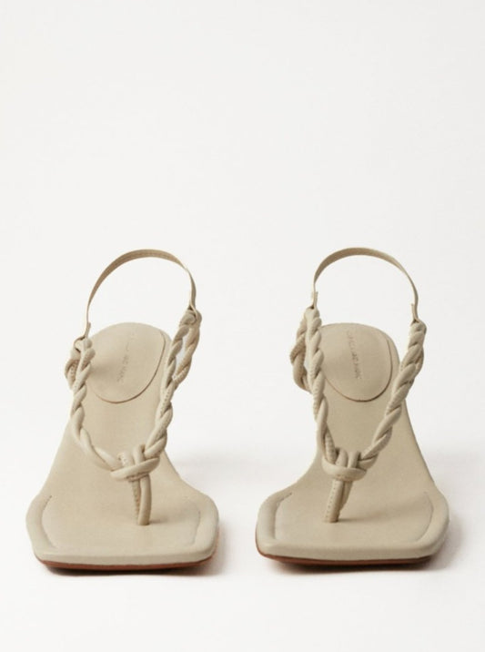 Camilla and Marc Bell Mid Heel Sandal in Ecru