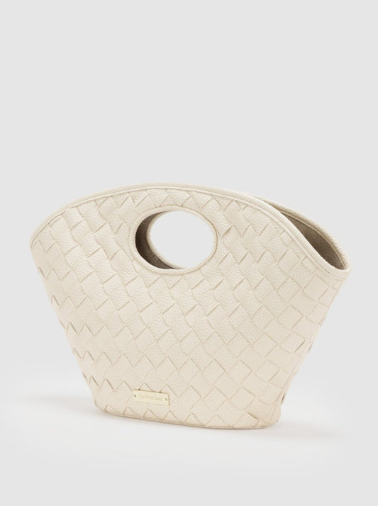 The Wolf Gang Daphne Woven Clutch in Ivory