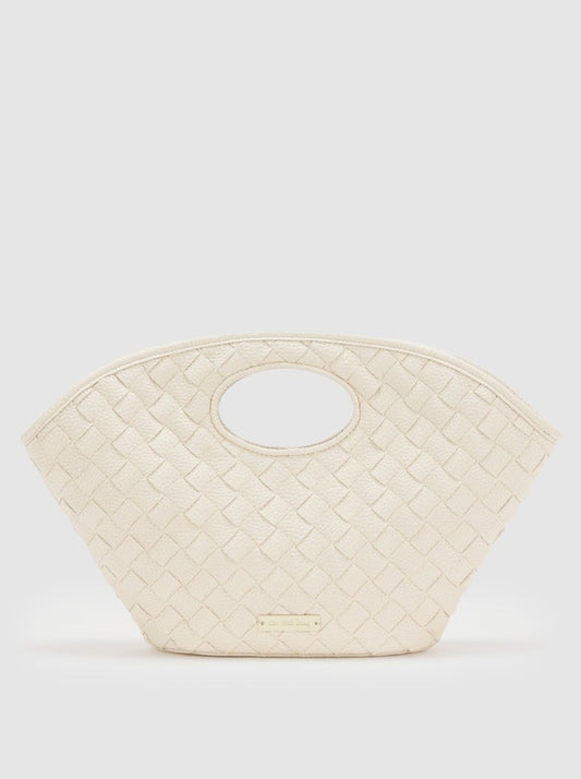 The Wolf Gang Daphne Woven Clutch in Ivory