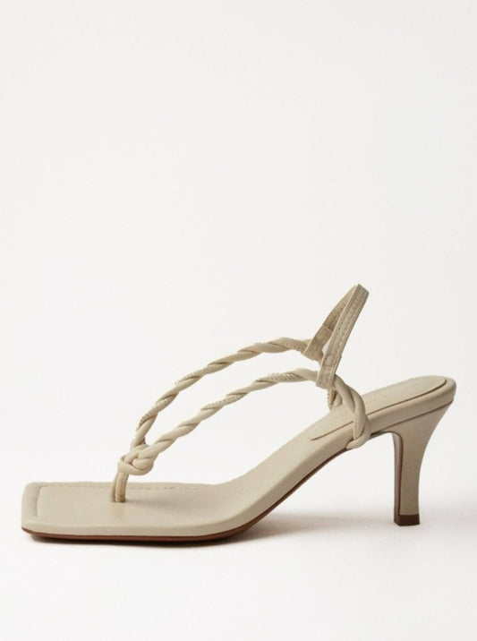 Camilla and Marc Bell Mid Heel Sandal in Ecru