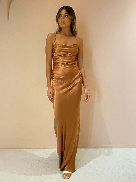 Shona Joy La Lune Lace Back Maxi Dress in Copper – Coco & Lola