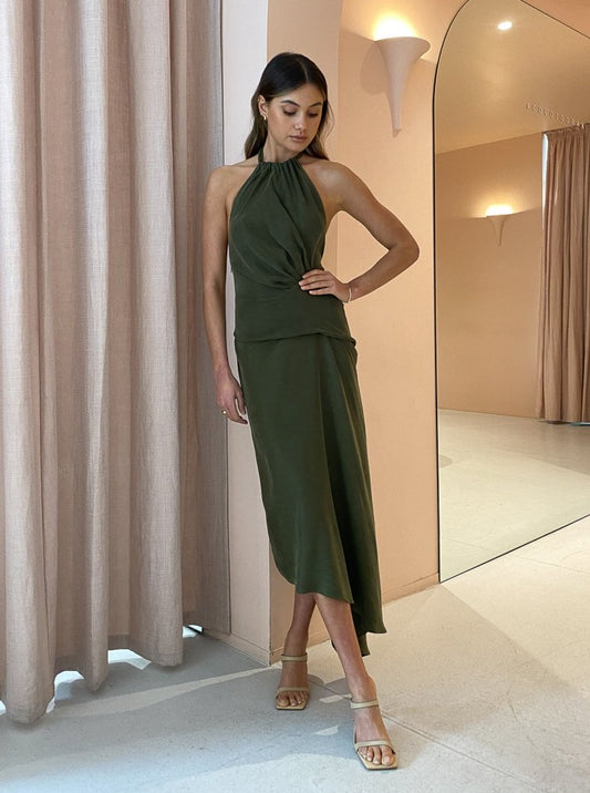 One Fell Swoop Oracle Midi Dress in Okra