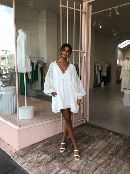 Joslin Lillian Linen Ramie Smock Dress in Ivory Coco & Lola Joslin Lillian Linen Ramie Smock Dress in Ivory Coco & Lola