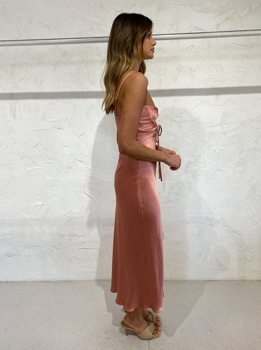 Shona Joy Eloise Lace Up Midi Dress in Antique Rose Coco & Lola Shona Joy Eloise Lace Up Midi Dress in Antique Rose Coco & Lola
